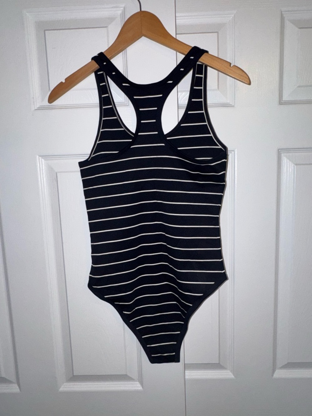 Anthropologie Ash & Ember Striped Bodysuit Navy White Henley Sz.S NWOT - Picture 9 of 10